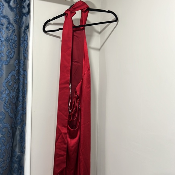 LPA Raveena Halter Scarf Maxi Dress in Cherry Red - Picture 9 of 13